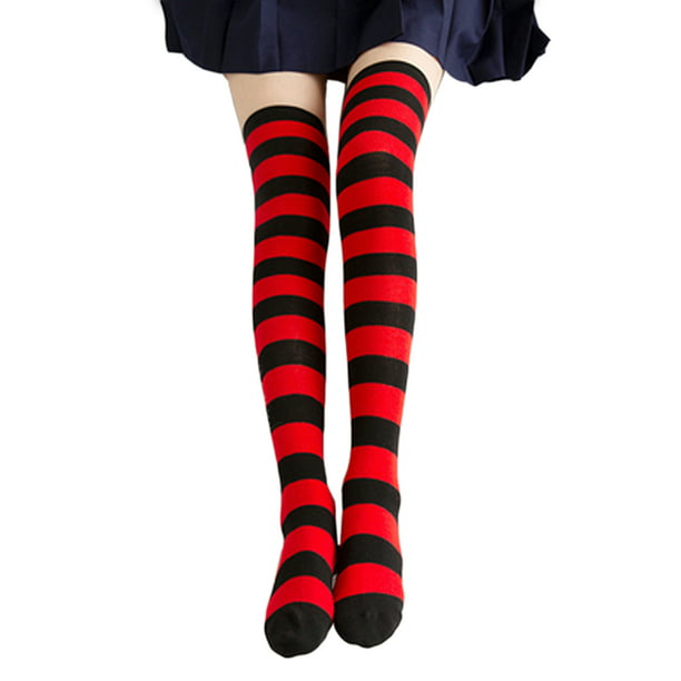 3 Women's Striped Thigh High Socks Sheer Over The Knee Plus Size Stockings USA 
